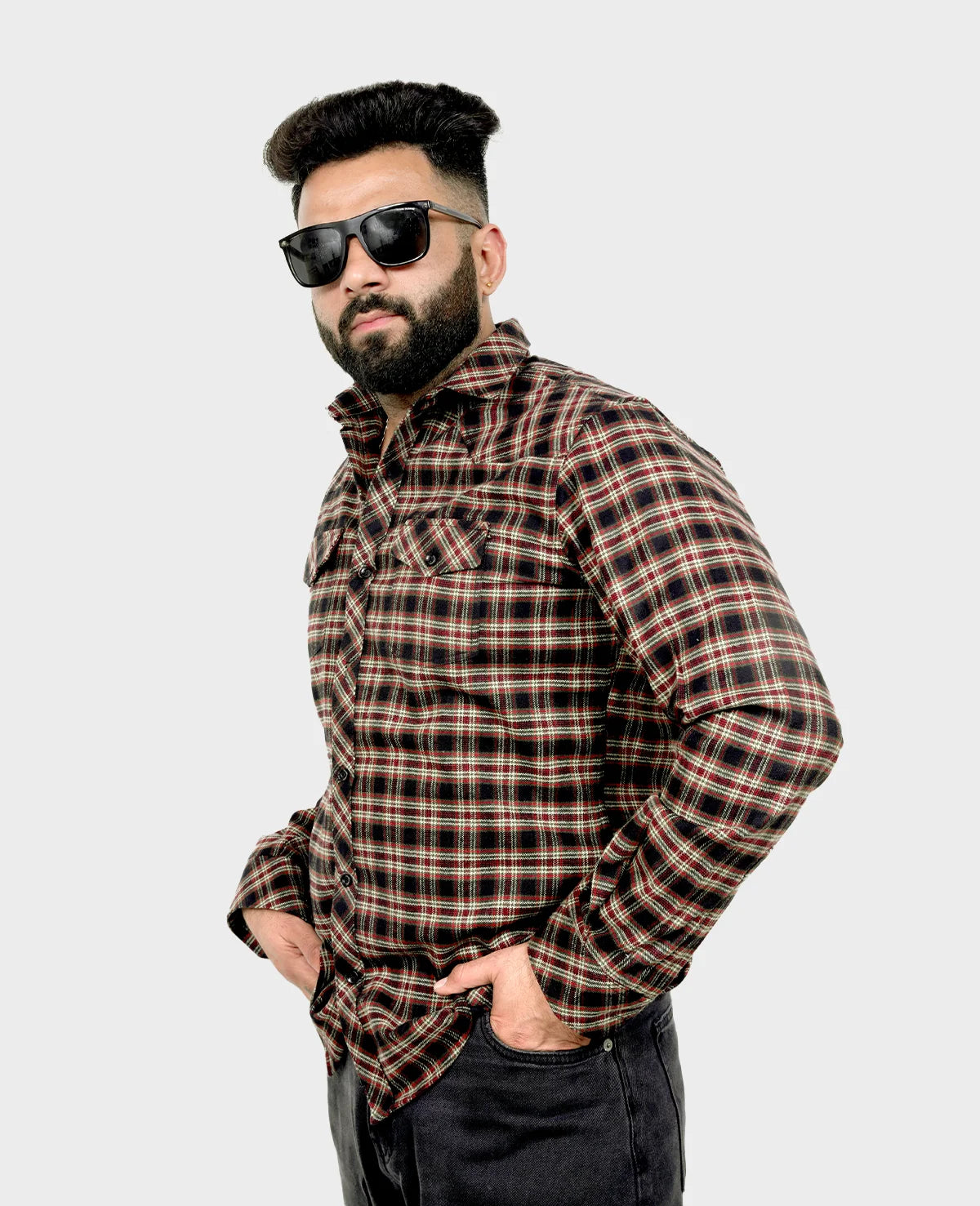 Classic Lumberjack - Woolen Men's Brown/Red Check Shirt