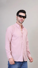 Men's Pink Textured Casual Shirt By FD