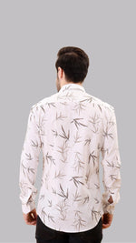 White and Brown Floral Cotton Shirt by FD