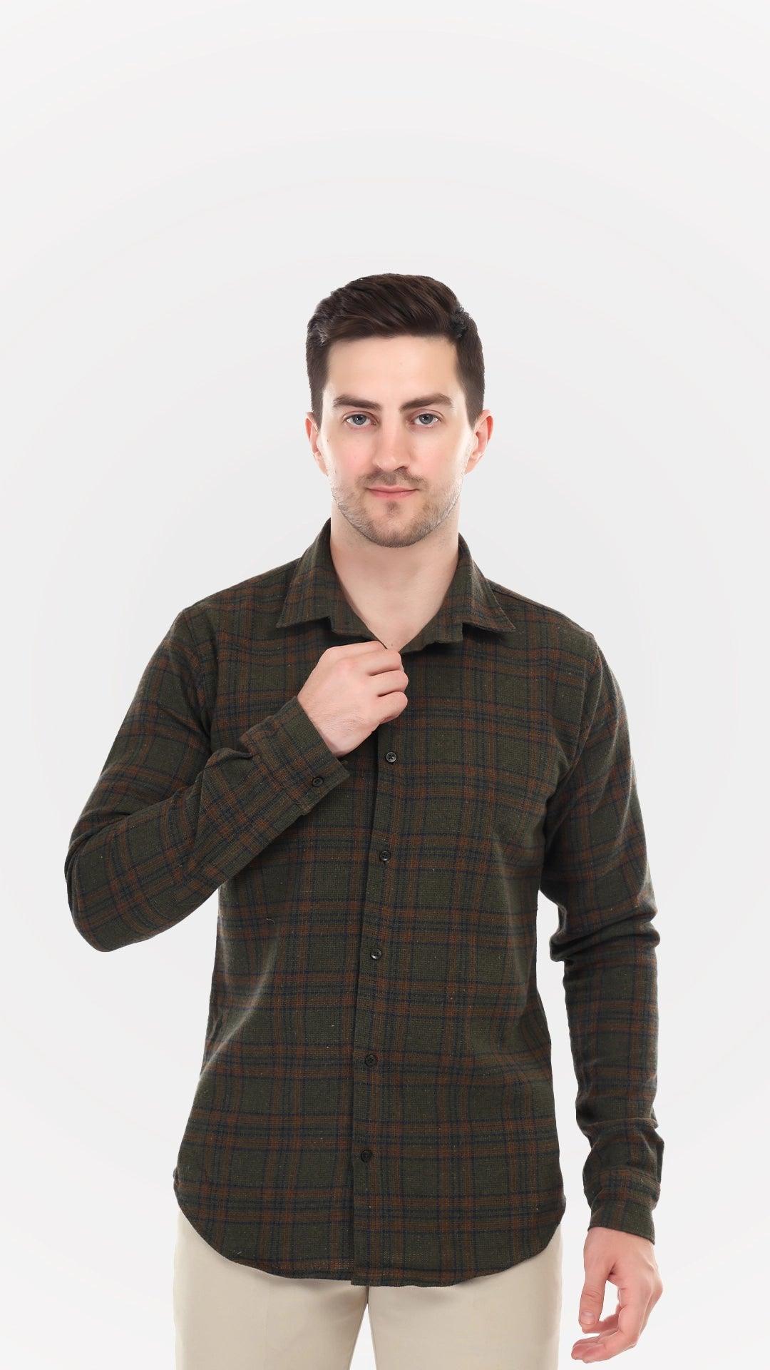 Brown Jute Shirts with Checks by FD