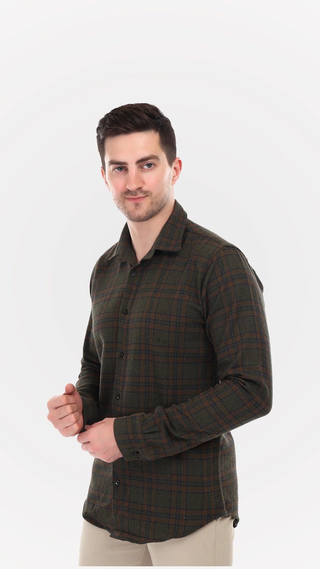 Brown Jute Shirts with Checks by FD