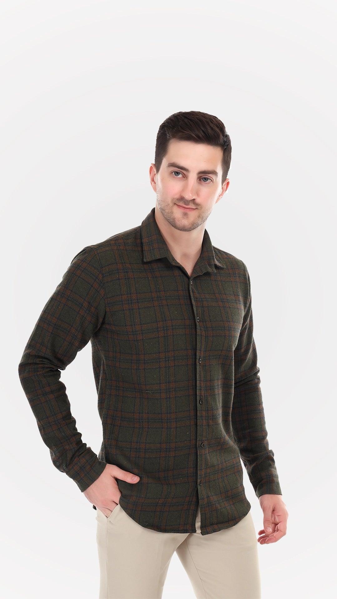 Brown Jute Shirts with Checks by FD