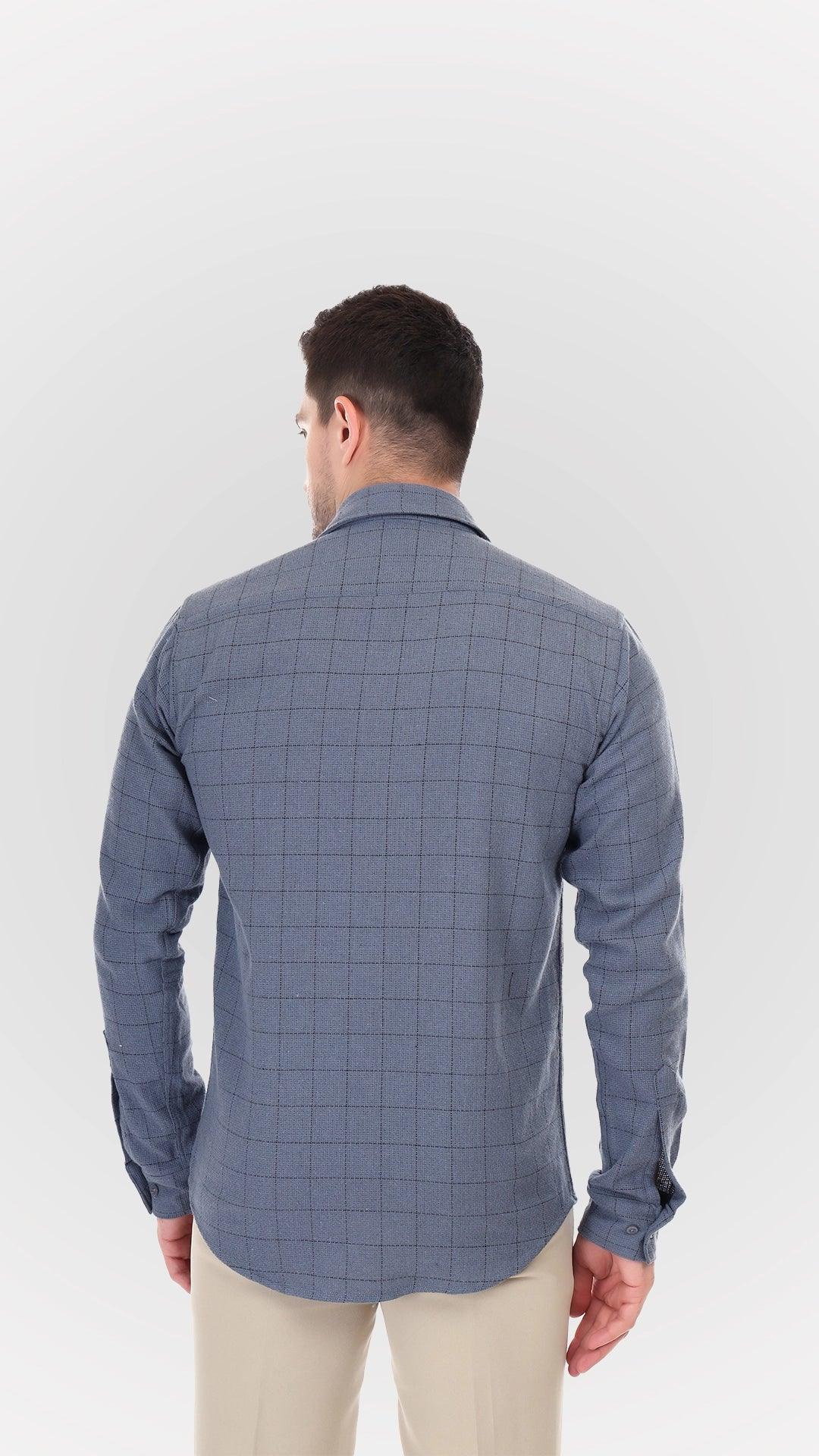 Grey Jute Summer Shirts with black block checks by FD