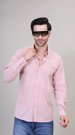 Men's Pink Textured Casual Shirt By FD