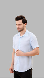 Light Blue Textured Cotton Shirt by FD