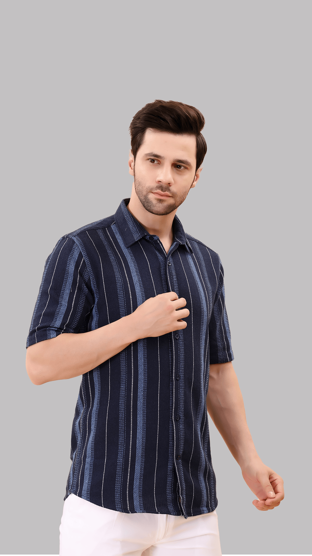 Classic Navy Striped Jute Shirt