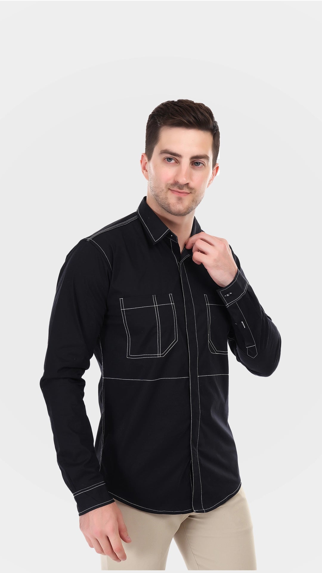 Black Formal Shirts with white designs by FD