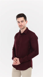 Burgundy Textured Shirt by FD