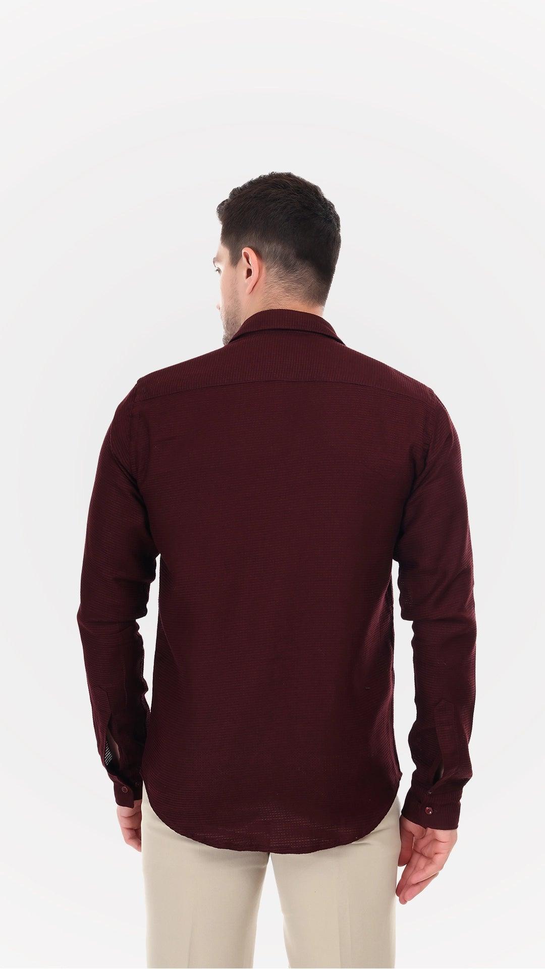 Burgundy Textured Shirt by FD