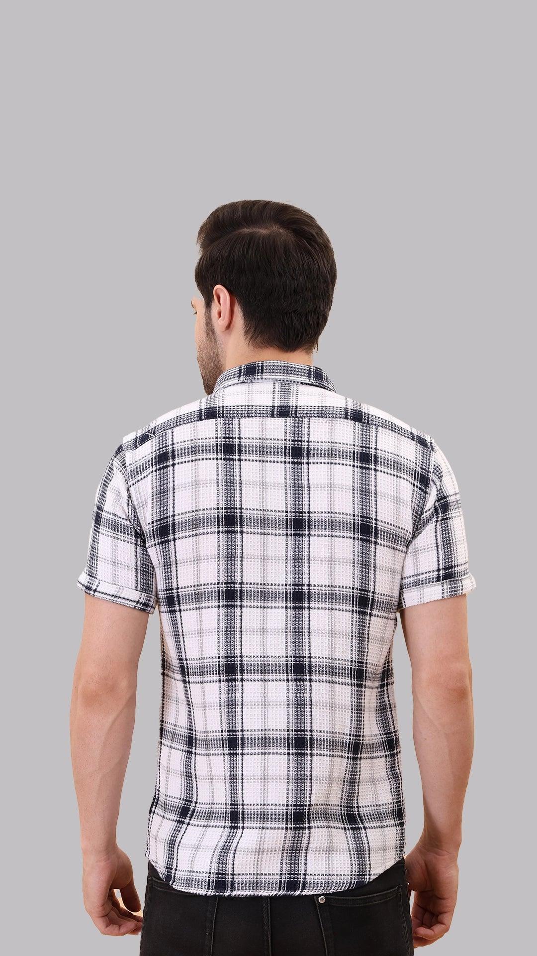 Black and White Checkered Jute Shirt by FD