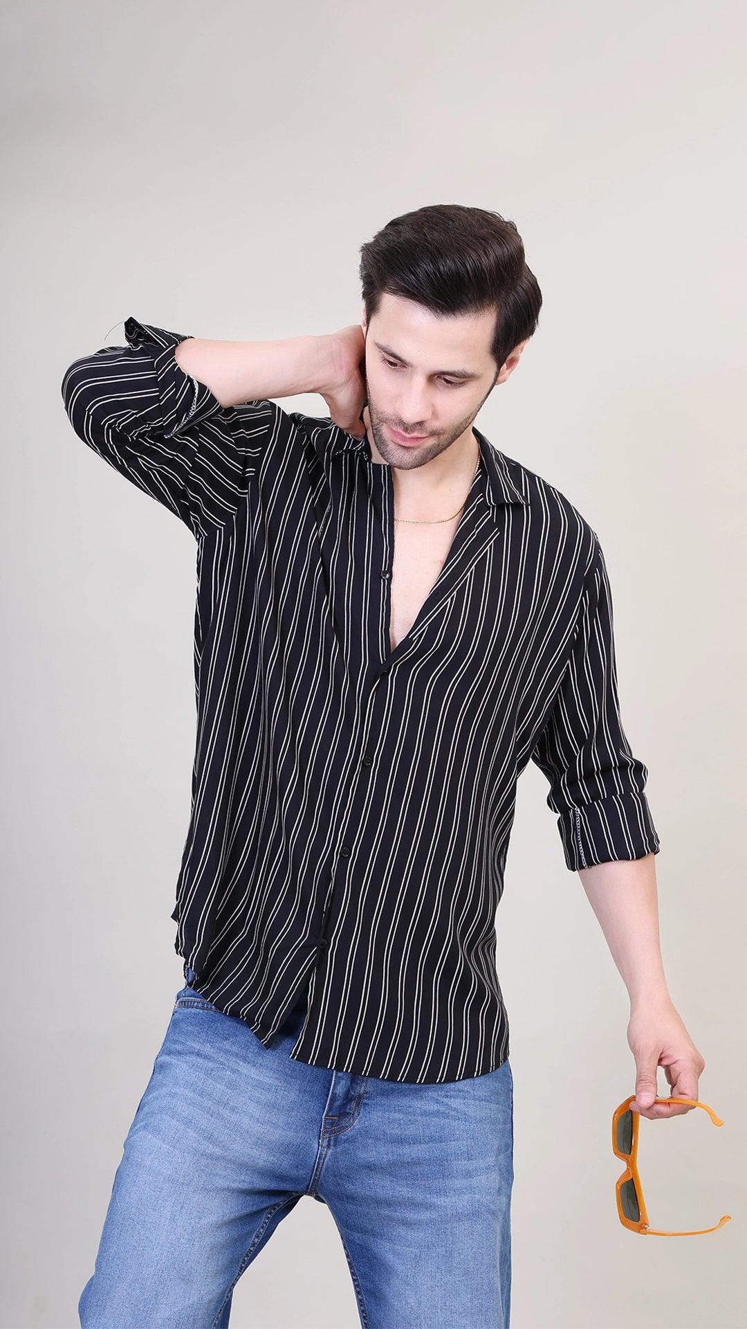 Midnight Stripe Casual Shirt by FD