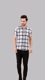 Black and White Checkered Jute Shirt by FD