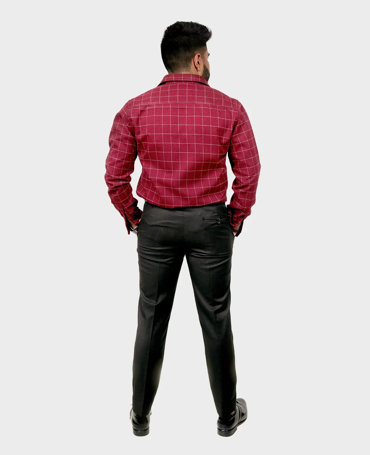Bold Red Single Line Check Woolen Shirt