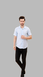 Light Blue Textured Cotton Shirt by FD