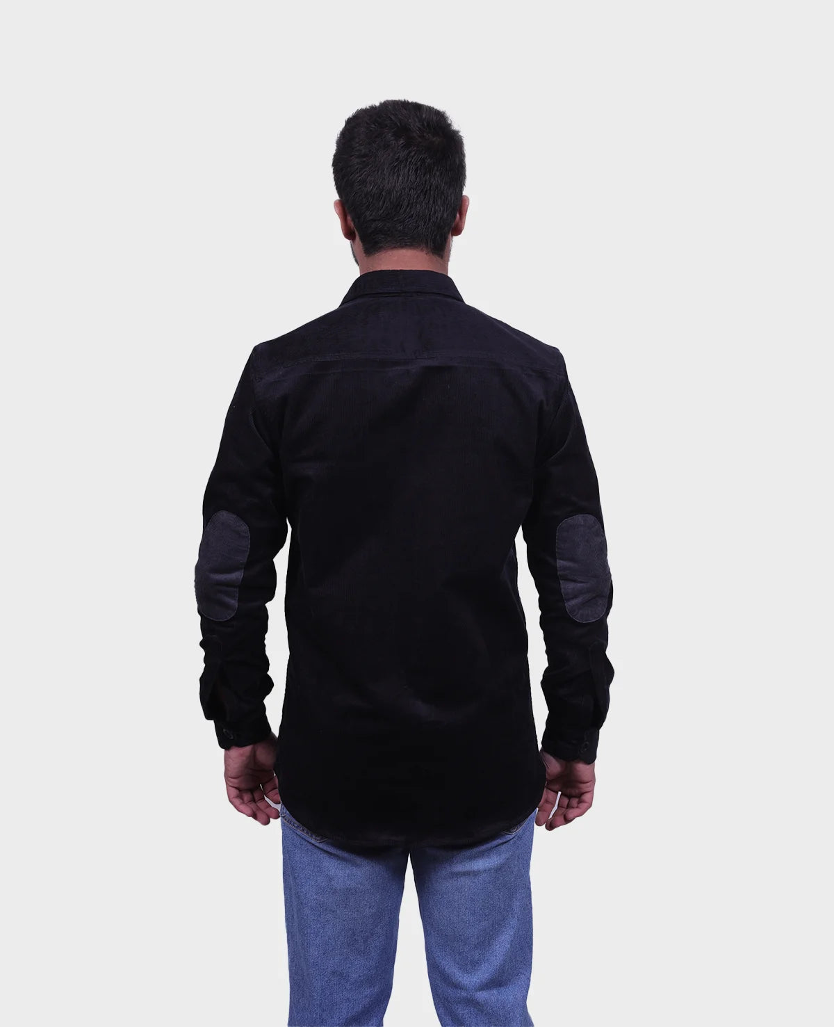 Black Corduroy for Men's with Grey Elbow Patches