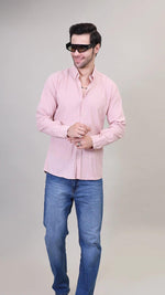 Men's Pink Textured Casual Shirt By FD