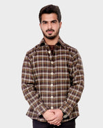 Dark Brown Check Men's Woolen Shirt