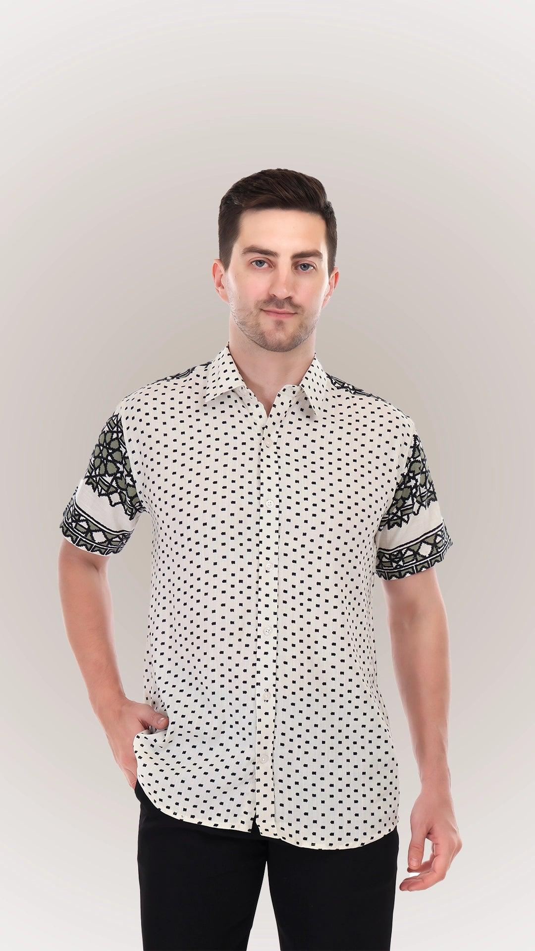 Cream Printed Cotton Shirts By FD