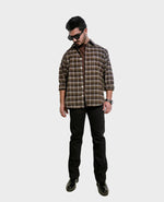 Dark Brown Check Men's Woolen Shirt