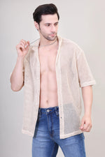 Beige Crochet Couple Shirt – Stylish Vacation Essential