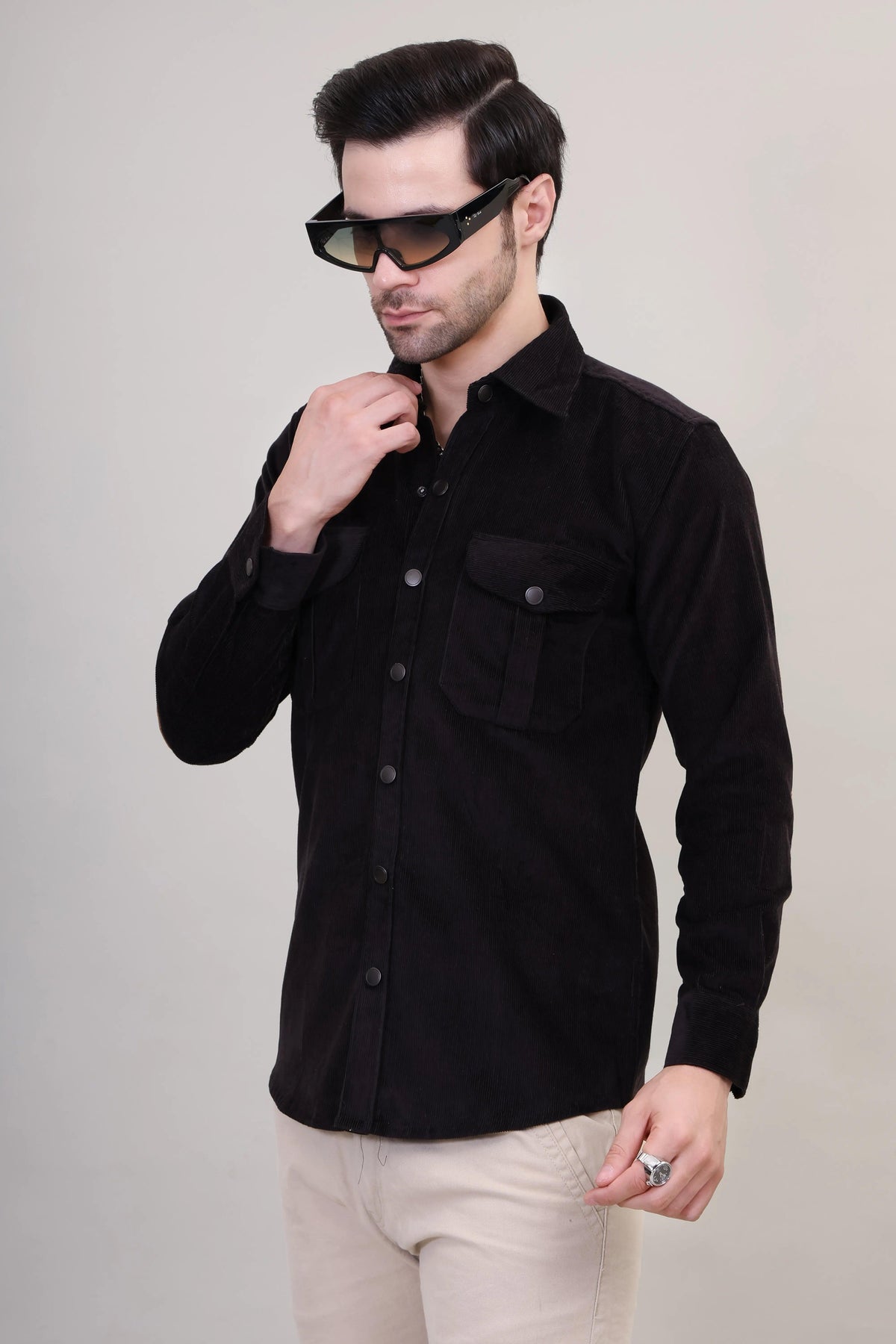 Winter Warmth: Men's Cord Shirt