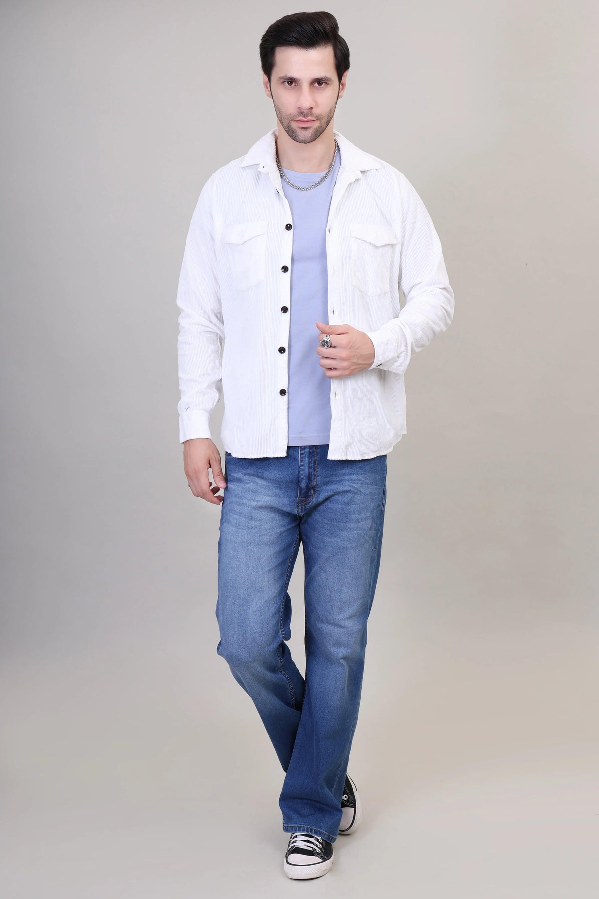 Corduroy Classic White Shirt