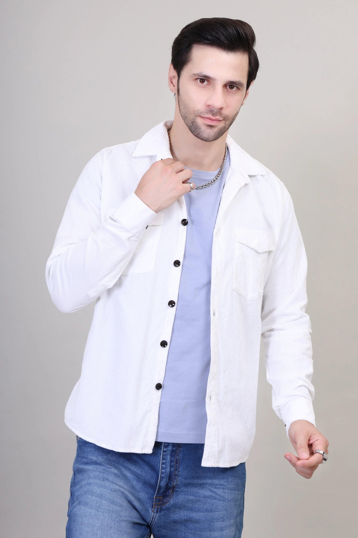 Corduroy Classic White Shirt