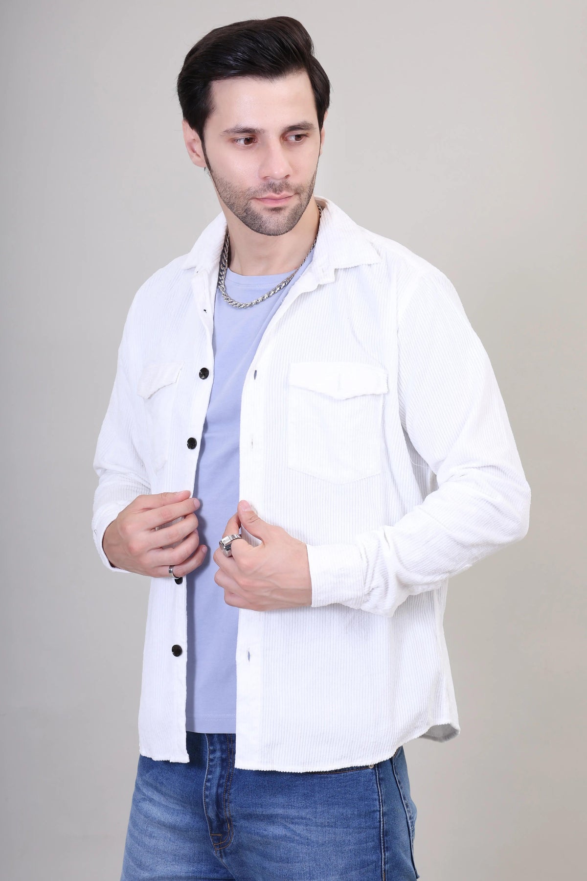 Corduroy Classic White Shirt