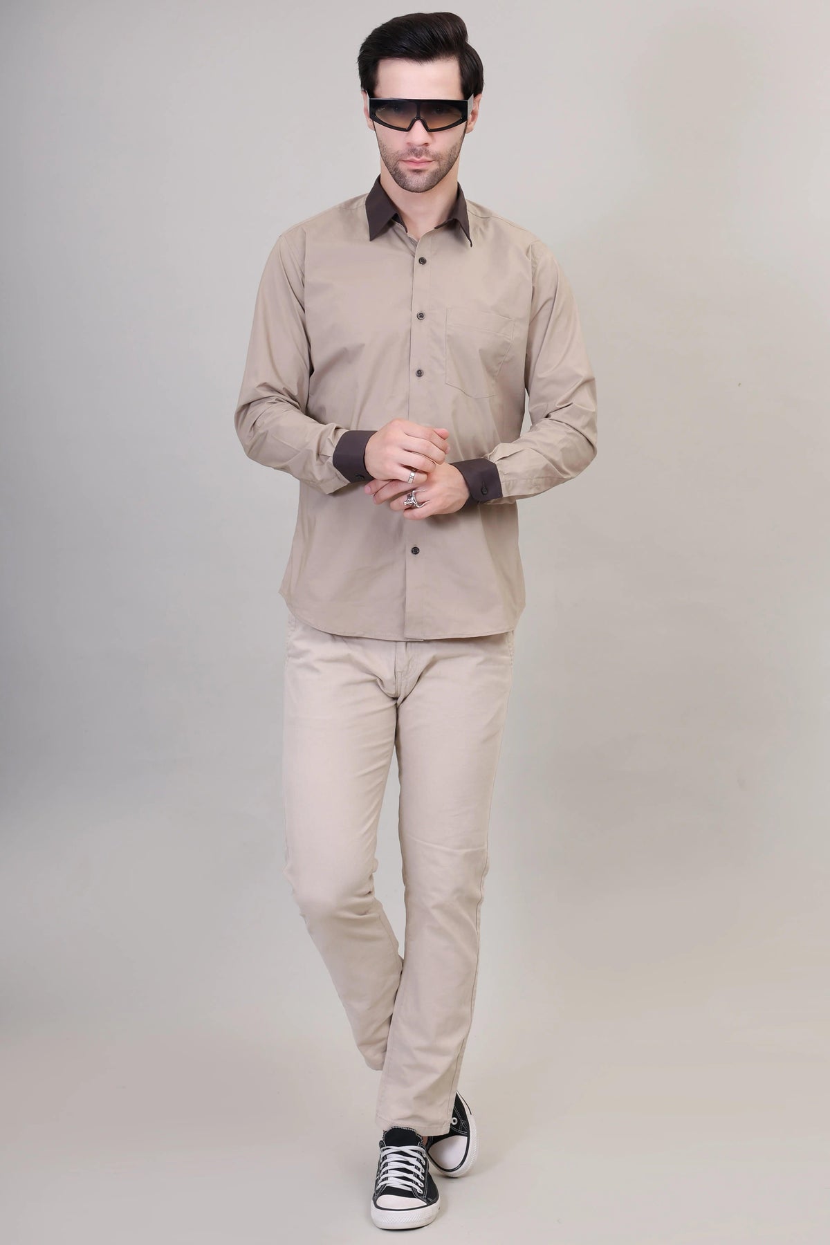 Earthy Palette Colour-Blocked Shirt