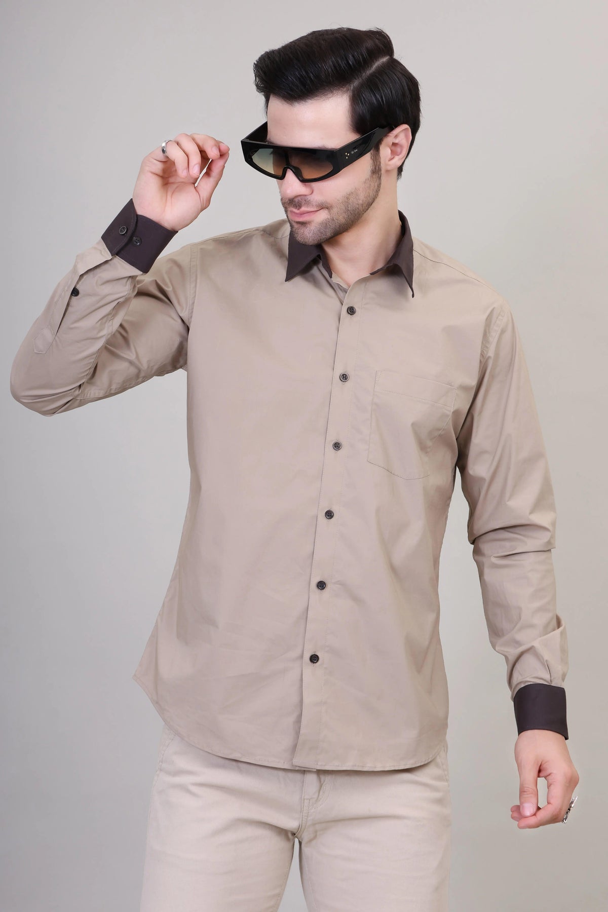 Earthy Palette Colour-Blocked Shirt