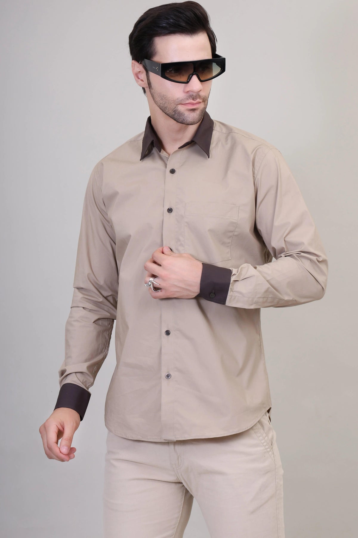 Earthy Palette Colour-Blocked Shirt