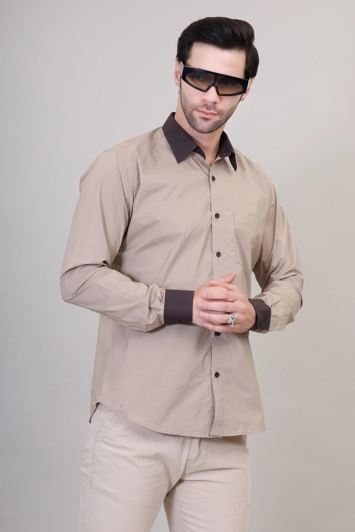 Earthy Palette Colour-Blocked Shirt