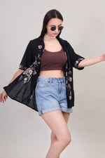 Floral Bliss Black Unisex Shirt - for Travel & Beach Getaways