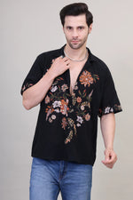 Floral Bliss Black Unisex Shirt - for Travel & Beach Getaways