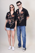 Floral Bliss Black Unisex Shirt - for Travel & Beach Getaways